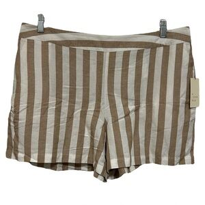 A New Day Women’s XXL Striped Linen Blend Chino Shorts Brown White New